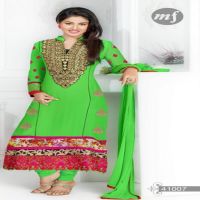 F3 Fashion Green Straight Cut Pakistani Style Suit