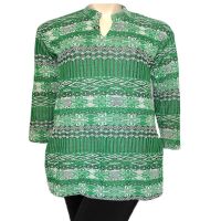 Full Sleeves Green Printed Woolen Kurti