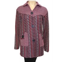 Trendy Maroon Vertical Print Collared Front Buttoned Woolen Coat