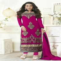 F3 Fashion Dark Pink Straight Cut Pakistani Style Suit