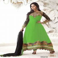 F3 Fashion Green With Brown Shaded Anarkali Suit