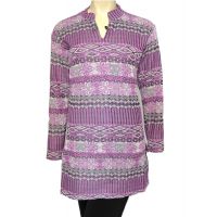 Light Purple Nehru Collar Buttoned Woolen Kurti