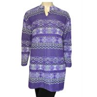 Sensational Purple Printed Buttoned Woolen Kurti