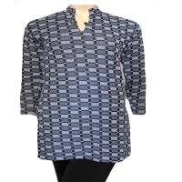 Grey Full Sleeves Black Square Design Woolen Kurti