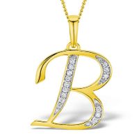 Akruti Creations Sterling Silver Gold Plated Alphabet 'B' Pendant