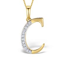 Akruti Creations Sterling Silver Gold Plated Alphabet 'C' Pendant