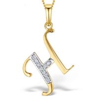 Akruti Creations Sterling Silver Gold Plated Alphabet 'H' Pendant