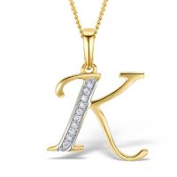 Akruti Creations Sterling Silver Gold Plated Alphabet 'K' Pendant