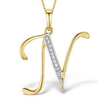 Akruti Creations Sterling Silver Gold Plated Alphabet 'N' Pendant