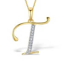 Akruti Creations Sterling Silver Gold Plated Alphabet 'T' Pendant