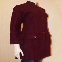 Attitude Asymmetrical Wool Blend Flared Maroon Coat