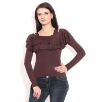 Remanika Brown Full Sleeves Frilly Top 
