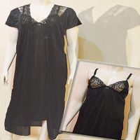 Black 2 Pcs Long Nighty