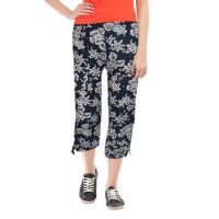 Black Knee Length Flower printed Design Capri