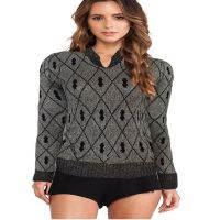 Black & Silver Women V Neck Sparkling Sweater 