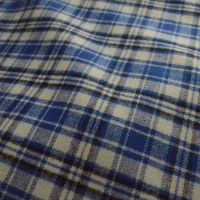 Blue & White Large Check Shirt Wool Fabric