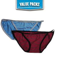 Blue Maroon Stripes Bikini Brief Pack of 2