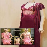 Burgundy 2 Piece Halter Bridal Nighty