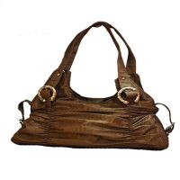 Chain Accented Brown Hobo Handbag