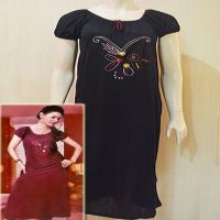 Classy Black Long Hosiery Nightgown