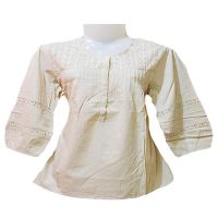 Colcci Full Sleeves Lace Panel Pleated Off  White Top-Size L