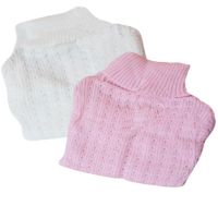 Combo Pack of 2 White Pink High Neck Wool Knitted Sweater
