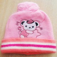 Cute Pink Teddy Applique Woolen Cap