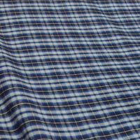 Dark Blue & White Large Check Shirt Wool Fabric