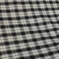 Dark Grey & White Large Check Shirt Wool Fabric