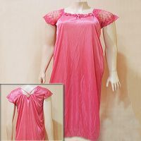 Exquisite Dark Pink Satin Full Length Nightgown
