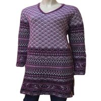 Full Sleeves Purple Criss Cross Design Woolen Kurti