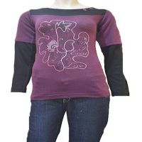 Full Sleeves Woolen Purple Black Front Sequin Printed Long Top