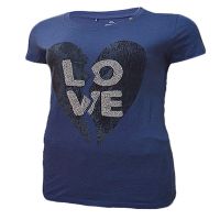 Gas Blue Love Mattel Work Half Sleeves Round Neck Top