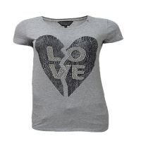 Gas Grey Love Mattel Work Half Sleeves Round Neck Top