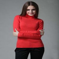 Hot Red Autumn winter high necked skiwi sweater 
