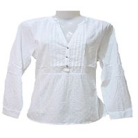 Jump White Pleated Self Dotted Print Roll Up Sleeves Cotton Top-Size L