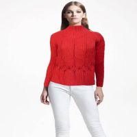 Kinya La Luxury Red High Neck Sweater Cardigan 