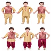 Kute Kids - Maroon & Cream Cotton Blend Dhoti Kurta Pack Of 6 ( 6 Months-6 Years )