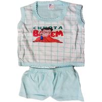 Light Blue Chota Bheem Print Sleeveless T-Shirt with Short Set (0-6 Months)