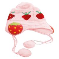 Light Pink Baby Toddler Kids Boys Girl Winter Ear Flap Warm Hat Strawberry Beanie Cap