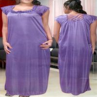 Light Purple Satin Lace Full Length Nightgown