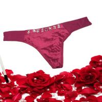 Maroon Plain Crystal Tanga Thong