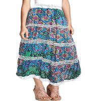 Modish Multicolored Laced Printed Ankle Length Skirt