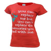 New Red Half Sleeves Butterfly Graphic Print Tee