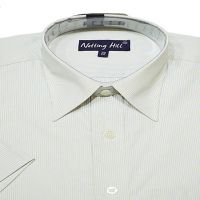 Notting Hill Self Print Pattern White Blue Striped Cotton Blend Half Sleeves Shirt-Size 39