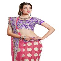 Ambaji Pink & Purple Colored Net Embroidered Lehenga Choli