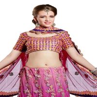 Ambaji Pink Colored Net Embroidered Lehenga Choli