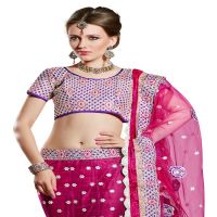 Ambaji Magenta Colored Net Embroidered Lehenga Choli