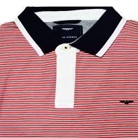 Park Avenue Black Tipped Collar Red White Striped Cotton Half Sleeves T-Shirt-Size S,M