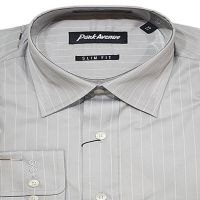 Park Avenue Slim Light Grey White Stripes Cotton Full Sleeves Shirt-Size 39